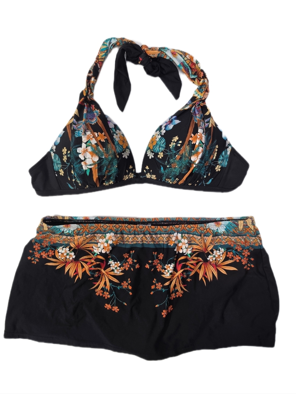 Kenneth Cole New York Tahiti Bikini Set 32b/c Small Skirted Bottom Beach Summer